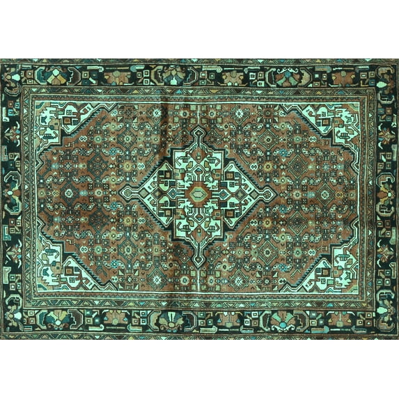 Ahgly Company Indoor Rectangle Persian Turquoise Blue Traditional Area Rugs, 3' x 5'