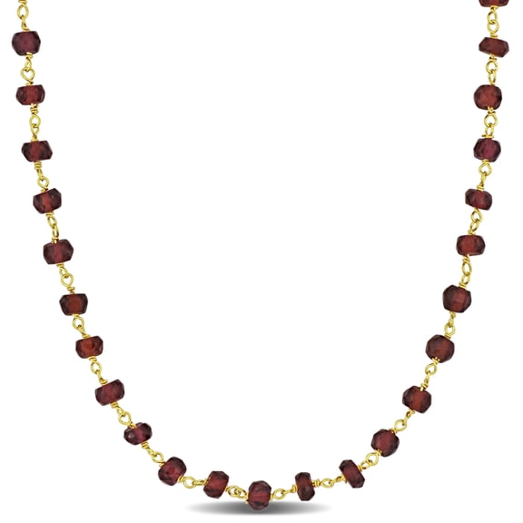 Everly Women's 6ct TGW Garnet Rosary 14k Yellow Gold Bead Necklace