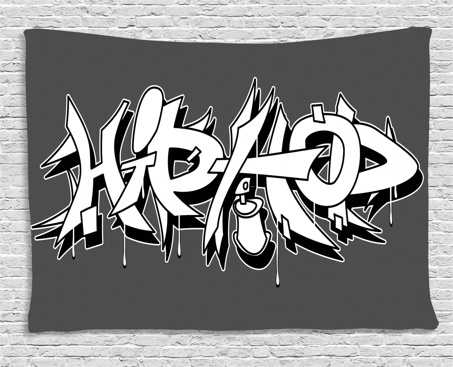 Hip Hop Tapestry, Hip Hop Urban Grafitti and Spray as Rebel Teen Style