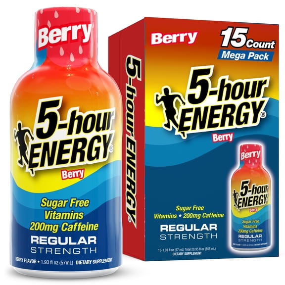 5-hour ENERGY Shot, Regular Strength, Berry, 15 Count