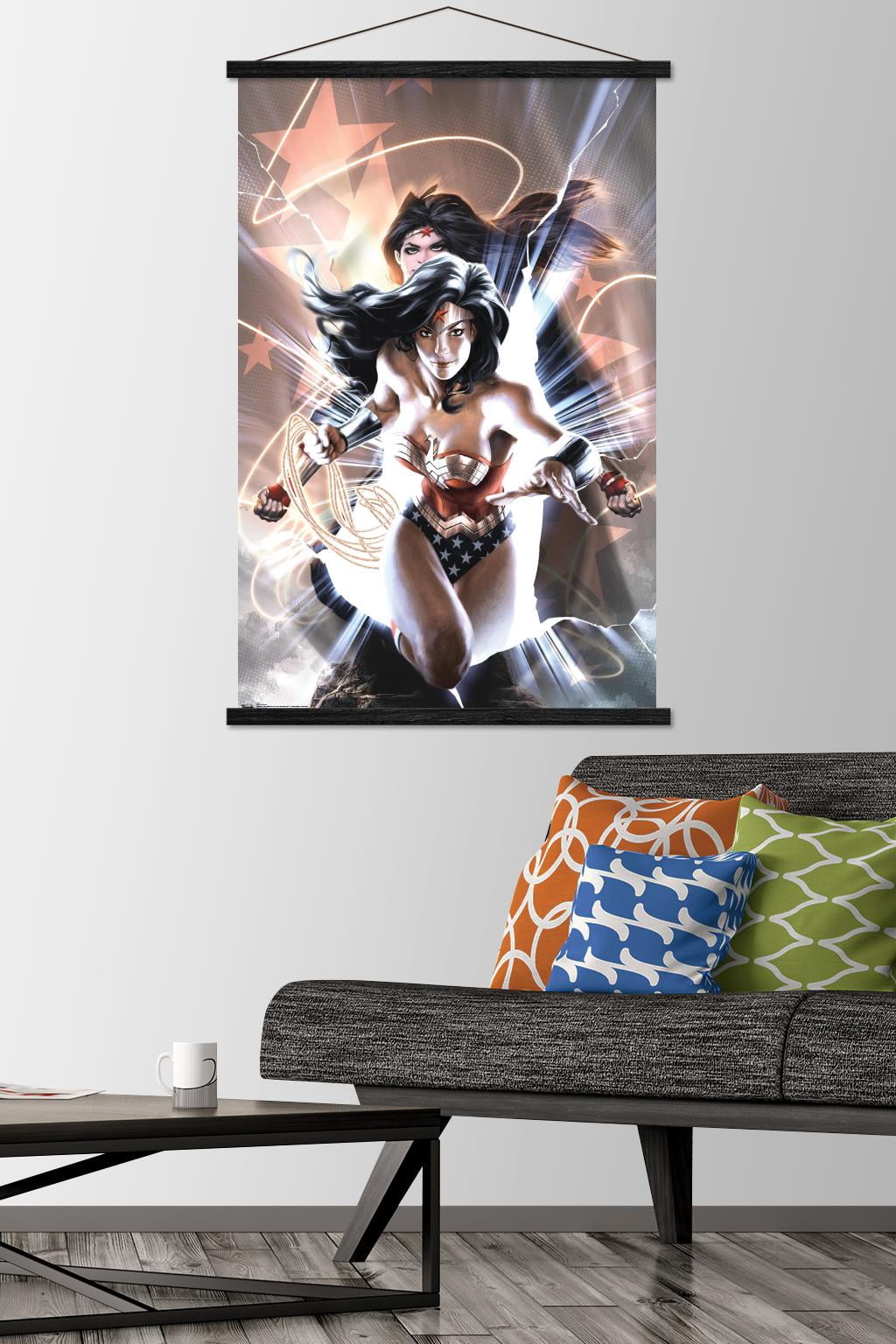 DC Comics - Wonder Woman Wall Poster with Wooden Magnetic Frame, 22.375" x 34"