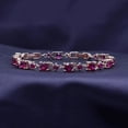 thumbnail image 3 of AFFY 14k Rose Gold Over Sterling Silver Leaf Shape Tennis Bracelet Round Shape Simulated Ruby 8.25", 3 of 6