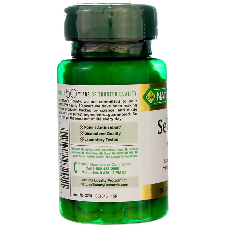 aybay2 naturals glutathione zinc selenium Nature's Bounty Tablets, 200, 100 Ct Best Naturals Selenium 200 mcg