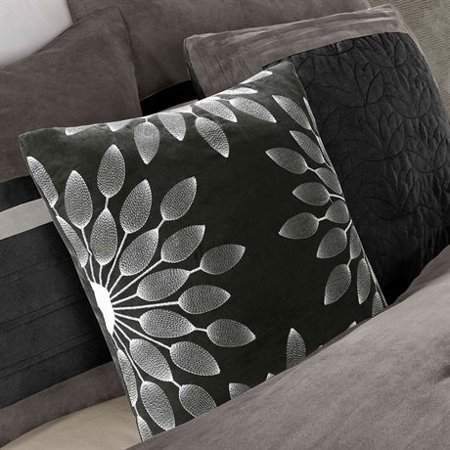Madison Park Palmer 7 Piece Comforter Set Queen Black Gray