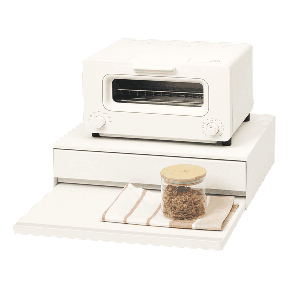 Yamazaki Home Countertop Drawer with Pull-Out Shelf, White, Steel, Supports 37 pounds