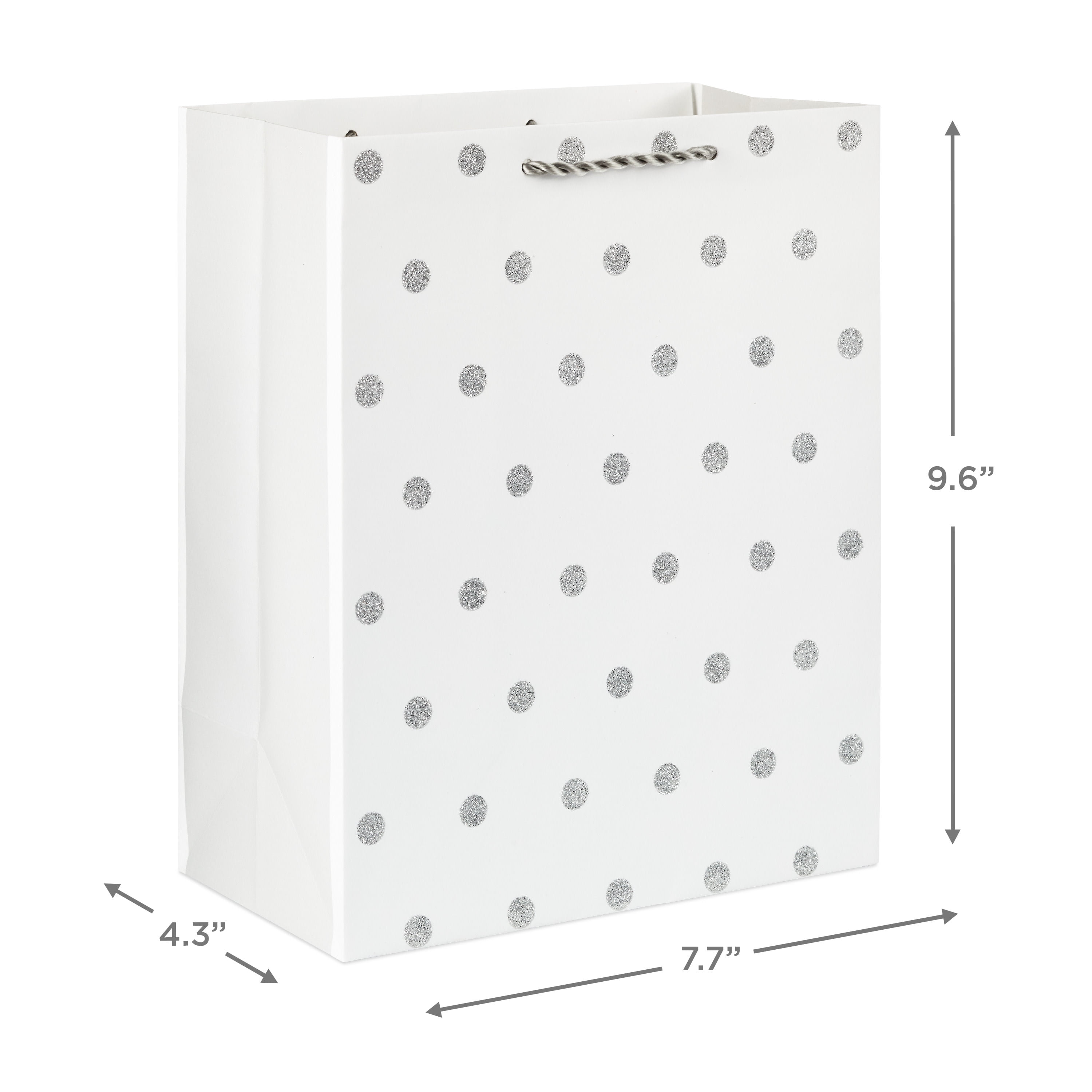 Hallmark Medium Gift Bag (White with Silver Glitter Dots)
