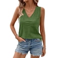 thumbnail image 3 of Women's Summer Solid Color Sleeveless Shirts Casual V Neck Tank Tops Tunic Casual Basic Shirts True Classic Tees Cute Trendy Clothes Summer Loose Fit Clothes Womens Tops 2026 Army Green L, 3 of 5