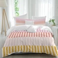 thumbnail image 2 of Colorful Stripe Bedding 3 Piece Duvet Cover Set Full Size, Modern Pink Red Yellow Vertical Striped Soft Microfiber Comforter Cover with Zipper Closure & Pillowcases, FadeResistant Quilt Cover, 2 of 9