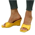 thumbnail image 4 of HAOTAGS Women's Summer Dressy Wedge Sandals Slide Sandals Vintage Breathable Open Toe Walking Shoes Yellow Size 6, 4 of 6