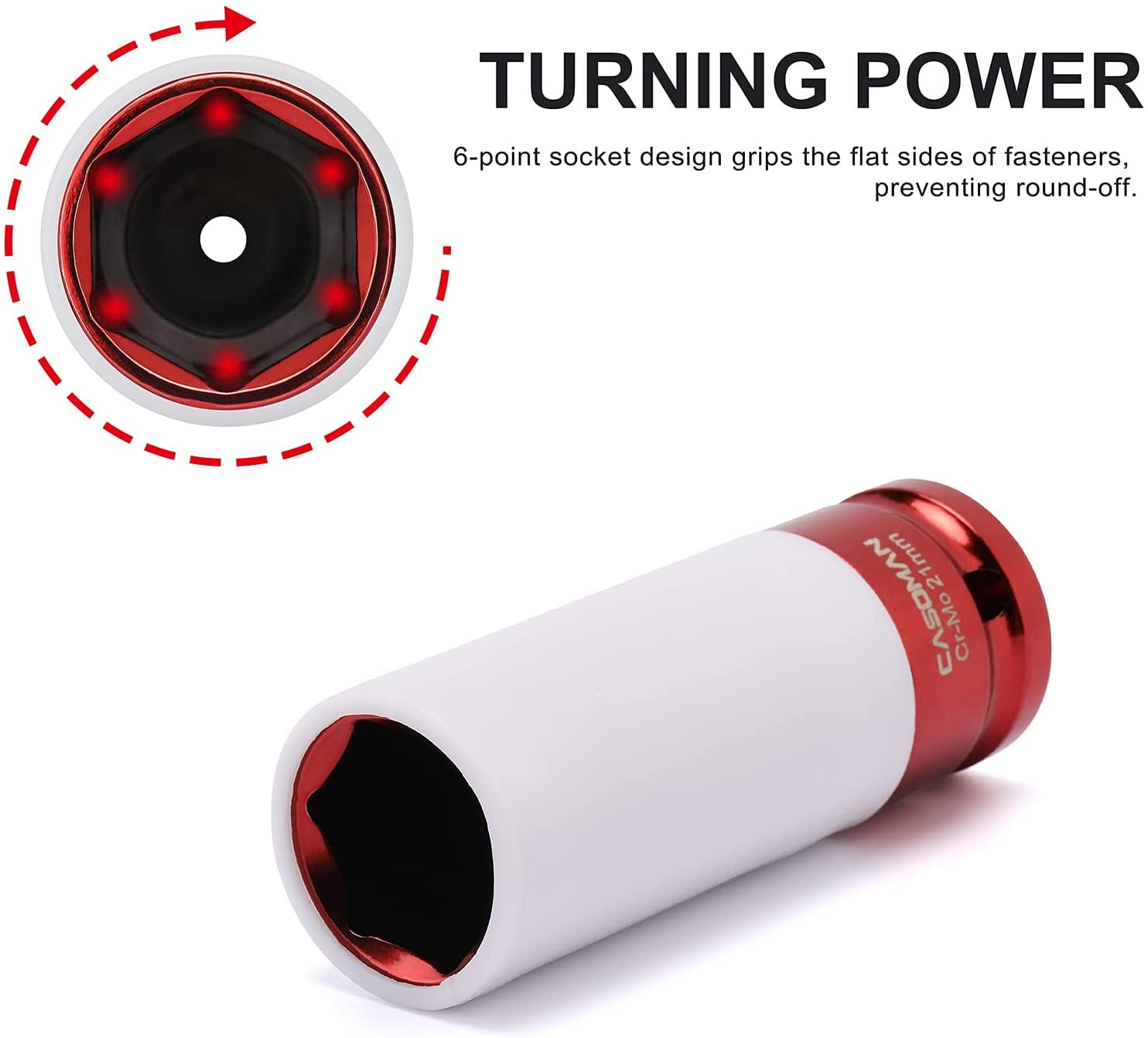 RGHJAR-1/2- Inch Drive Wheel Protector Impact Socket, 1/2" Thin Wall Deep Impact Socket Set Plastic Sleeve Lug Nut, 4 Pieces Set, 6 Point,Metric, 17mm,19mm,21mm,22mm