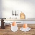 thumbnail image 5 of REOFLYUP 2pcs Ceramic Breakfast Egg Cup Creative White Egg Tray For Home Restaurant Use Practical Kitchen Tool, 5 of 6