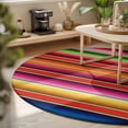 thumbnail image 3 of Round Area Rugs 3.3Ft, Mexican Style Non-Slip Washable Circle Rugs Carpet, Colorful Mexico Stripes Pink Red Indoor Outdoor Rug Floor Mats Throw Runner for Bedroom Living Room Bathroom, 3 of 8