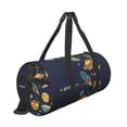 thumbnail image 3 of Xecao Space print Round Travel Duffel Bag is a foldable gym bag with an inner pocket, perfect for travel sports, 3 of 8