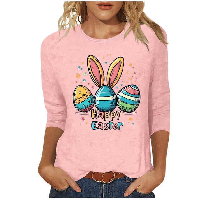 Camisetas Casuales de las Mujeres Impresas 3/4 Manga Cuello Redondo Blusa, Moda Ligera Superior para el Hogar Y el Uso Diario, Cómoda Imitación de la Tela Del Estante