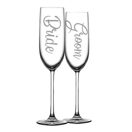 

Bride and Groom Engraved Wedding Champagne Flutes Set of 2