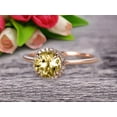 thumbnail image 3 of 1.25 Carat 6mm Round Cut Champagne Diamond Moissanite Engagement Ring On 10k Rose Gold Halo Antique Design, 3 of 5