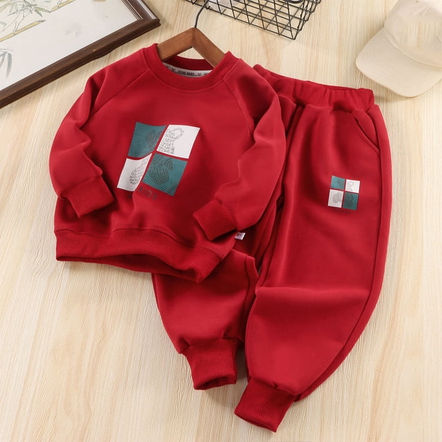 Cowsor 2PC Set for Children Boy Girl Match Kawaii Thermal 2 Piece Tops Tshirts Lingeries Pants Loungewear 2PC Sets Child