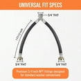 thumbnail image 2 of Lsupdaol Rubber Washing Machine Y Hose, 3/4 Inch Brass Fittings, 1 ft Length Hot Cold Water Supply Y Mixer Hose Connector, Black, 1 Pack, 2 of 7