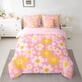 thumbnail image 3 of Feelyou Dreamy Pink Floral Twin Bedding Sets 7-Piece, Kawaii Cartoon Bedding Comforter Set, Cherry Blossoms Flower Reversible Sheet Sets, Lightweight Room Decor, 3 of 8