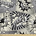 thumbnail image 1 of Comics Fabric by the Yard, Bubbly Poof Boom Omg Bubbly Calligraphy Design in Clouds Smoke Burst, Decorative Upholstery Fabric for Chairs & Home Accents, 10 Yards, Dark Night Blue Eggshell by Ambesonne, 1 of 4