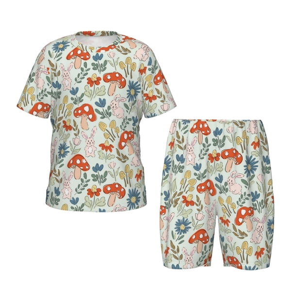 Balery Garden Of Little Bunnies Conjunto de Pijama Infantil de Manga Corta con Estampado – Ropa de Dormir de Algodón Suave-XX-Large