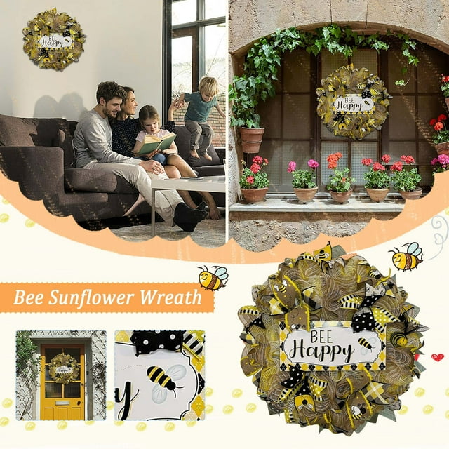 Simulation Leaf Bee SunflowerWreath Artificial Garland Hanging Pendants Wedding