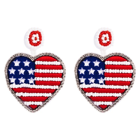 ZHAOYIQ American Flag Earrings 4th of July Rhinestone Dangle