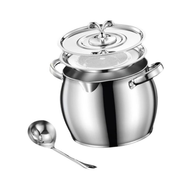 Recipiente de acero inoxidable, olla para almacenar aceite con tapa, doble asa, para manteca, aceite de chile, té y condimentos, lata doméstica