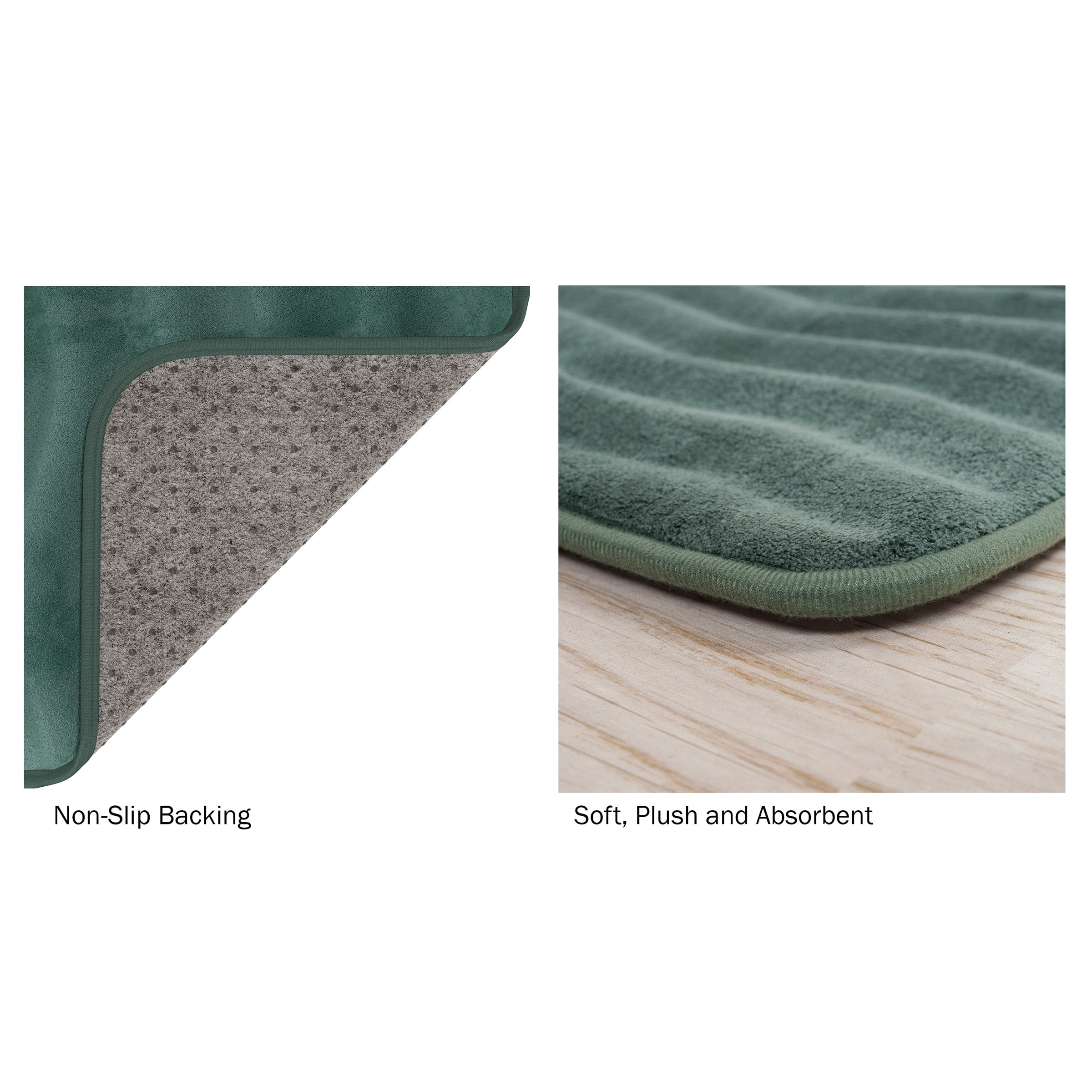 Somerset Home Set of 2 Non-Slip Memory Foam Bathroom Rugs (Green)