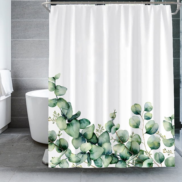 1 cortina de ducha de hojas, cortina de ducha de hojas verdes para baño, tela de poliéster lavable resistente al agua y al moho (180 x 180 cm) JAMW Sencillez