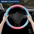 thumbnail image 5 of Car Steering Wheel Cover - Microfiber Leather Steering Wheel Wrap Sports 14.5-15 Inch Steering Wheel Cover Non-Slip for Men Women Pink & Blue Color, 5 of 15