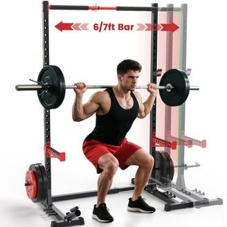 KFFKFF Squat Stand Power Rack, Adjustable Bench Press Rack