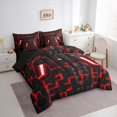 thumbnail image 3 of Manfei Neon Gamepad Twin Bedding Sets 7 Pieces,Modern Geometric Plaid Bedding Comforter Set 7 Pieces,Red Black Sheet Sets For Boys Kids,Super Cozy Bedroom Decor Reversible, 3 of 7
