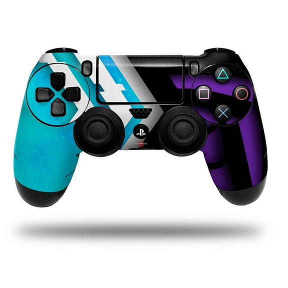 Skin for Sony PS4 Dualshock Controller PlayStation 4 Original Slim and Pro Black Waves Neon Teal Purple (CONTROLLER NOT INCLUDED)