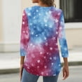 thumbnail image 5 of 4th of July Shirts Women Plus Size 3/4 Sleeve T Shirts Loose American Flag Print Pullover Independence Day Patriotic Tops USA 250th Anniversary Celebration Party Round Neck Blouses White M, 5 of 5