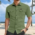 thumbnail image 2 of Rggeeun Men's Shirts Male Casual Slim Fit Shirts Lapel Short Sleeve With Pockets Comfortable Stylish Summer Apparel Solid Color Leisure Tops, 2 of 4