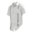 thumbnail image 3 of Lumtrix Mens Short Sleeve Cuban Guayabera Shirt Casual Summer Holiday Beach Button Down Shirts with Pocket White 3XL, 3 of 4