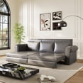 thumbnail image 5 of Chesterfield Sofa,93.7" King Pull Out Sofa Bed,3-in-1 Faux Leather Convertible Sleeper Sofa with Nailhead Trim & Rolled Arm,Multi-Functional Sofa Bed for Living Room,Bedroom, 5 of 12