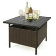 thumbnail image 1 of Patiojoy Outdoor Wicker Table Rattan Coffee Table w/ Umbrella Insert Hole PE Tabletop & Sturdy Metal Frame, 1 of 9