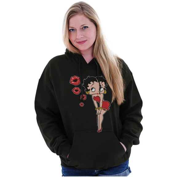 Retro Betty Boop Cartoon Kissy Lips Women Plus Size Hoodie Brisco Brands 2X