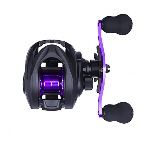 BESTSKY Metal Spool Baitcasting Reel 8kg Drag 6.3/1 Saltwater Wheel (Purple Right)