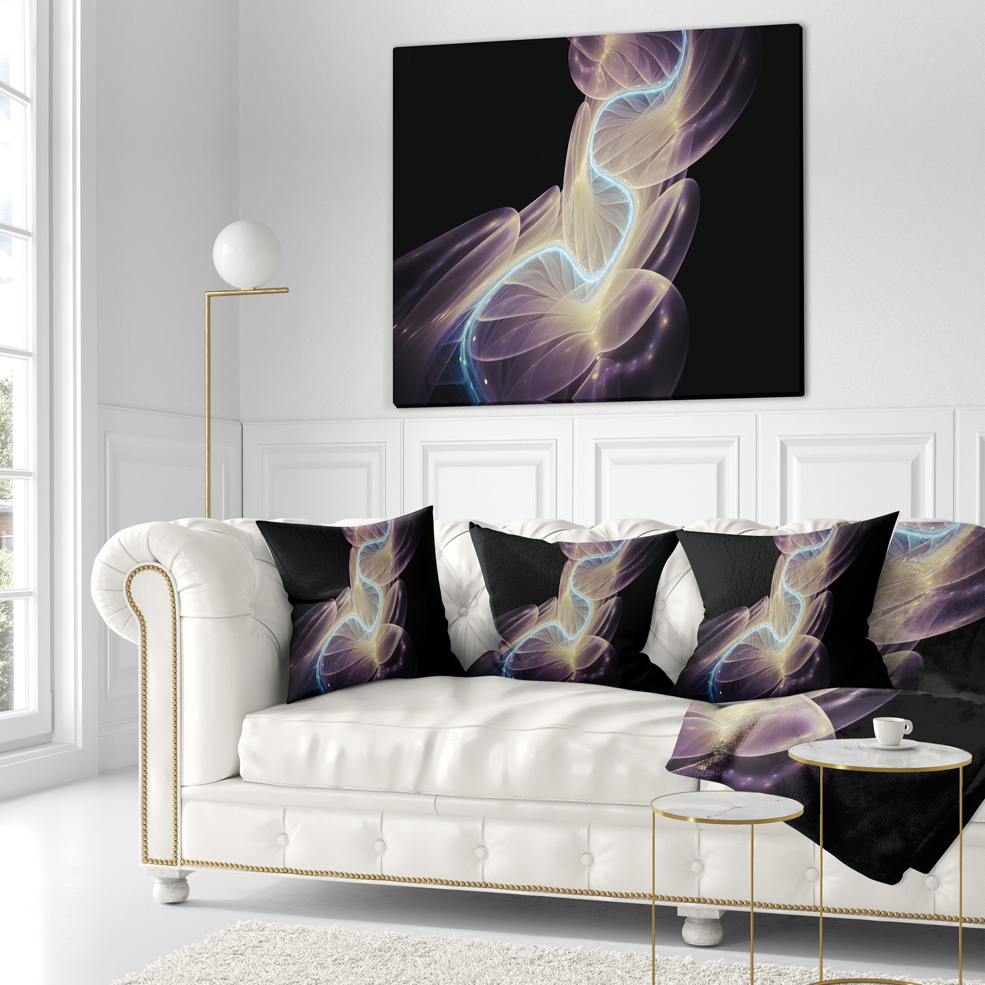 Designart Elegant Fantasy Fractal Design - Abstract Throw Pillow - 18x18