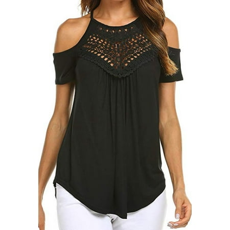 Women Halter Neck Cold Shoulder Casual Top