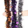 thumbnail image 6 of 9.18ft Halloween Tinsel Garland Black Orange and Purple Shiny Garland Halloween Party Decorations, 6 of 7