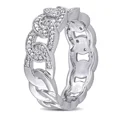 thumbnail image 2 of Cuban Chain Link Band, Half Eternity Diamond Wedding Band, Wide Diamond Band, 1.6 Ct Simulated Diamond, 14K White Gold Plated, 2 of 4