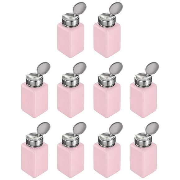 Distributeur de Solvant et d'Alcool 10 Pcs 180 ml (6 Oz) Dissolvant de Vernis à Ongles, Bouteille Pompe à Pression avec Tête de Pression en Acier Inoxydable pour Nettoyant à l'Acéton, Dissolvant de Vernis, Rose