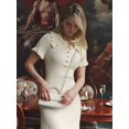 thumbnail image 6 of Women'S Dress Casual Short Sleeve Knit A Line Midi Summer Breathable Dress for Women White L, 6 of 9