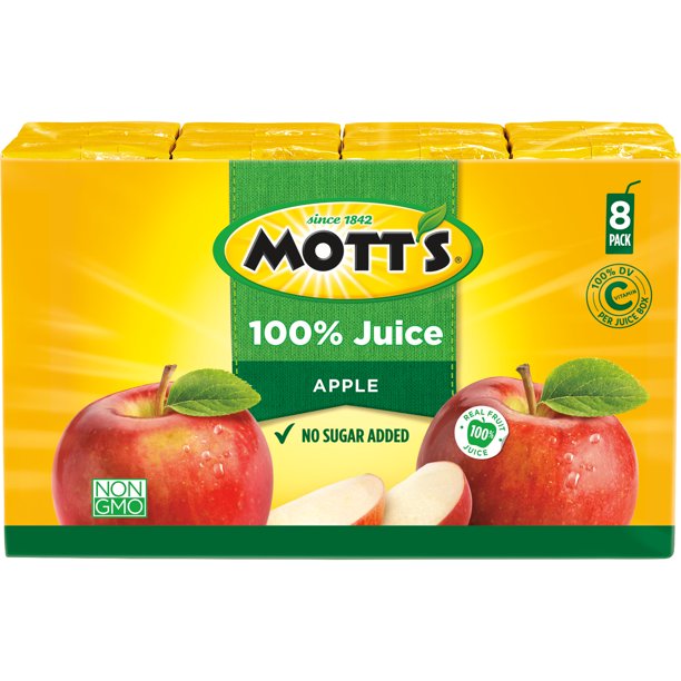 Mott's 100 Original Apple Juice, 6.75 fl oz boxes, 8 pack Walmart