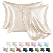 MR&HM Satin Pillow Case, 2 Pack Satin King Silky Pillowcase for Hair and Skin, Satin Pillowcase Set of 2, 20x40, Beige