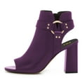 thumbnail image 2 of FSJ Women Chic Peep Open Toe Ankle Booties Block High Heel Metal Buckle Sandal Pumps Cutout Ankle Strap Zipper Party Shoes Size Size 11 Purple, 2 of 4